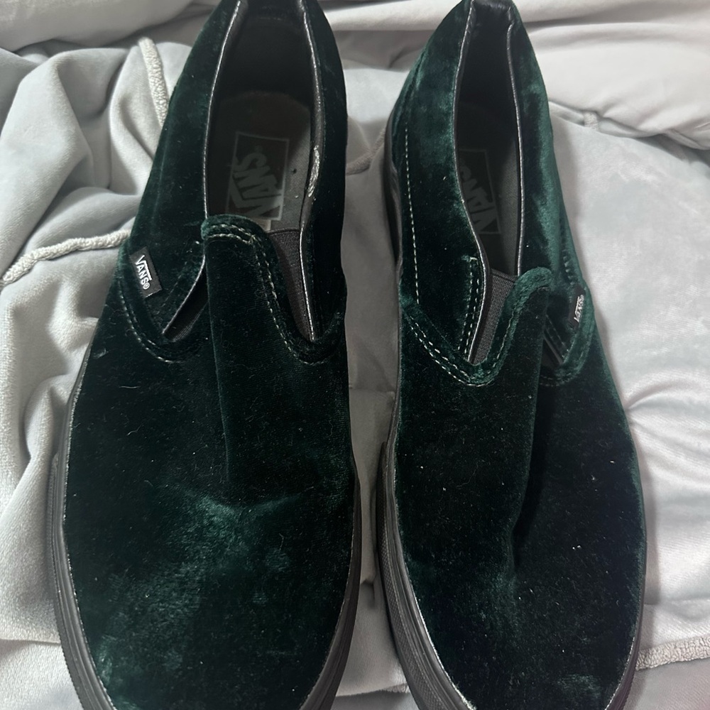 Vans Men's Velvet Slip-On Shoes - Forest Green